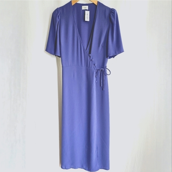 🇨🇦 Aritzia Wilfred Lulea Short Sleeve Chiffon Midi Wrap Dress - Picture 4 of 16